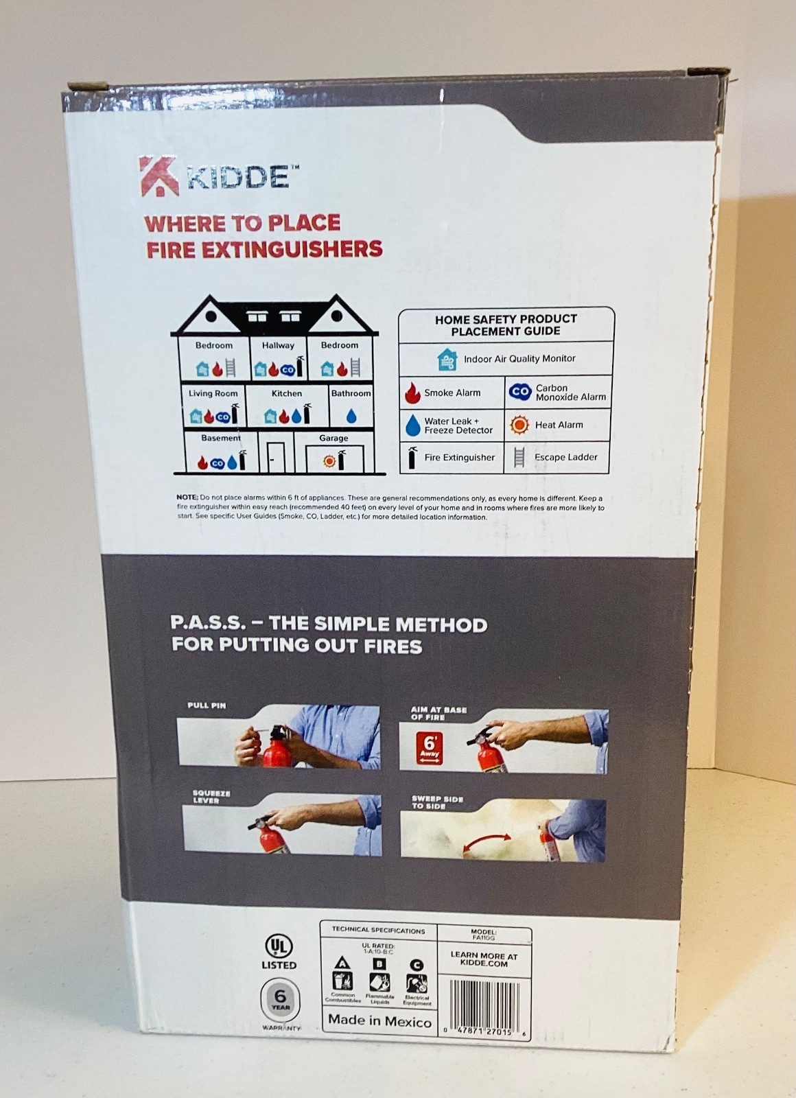 Fire Extinguisher Multi Use Home Office Shop Emergency 1-A:10-B:C Kidde (2-PACK)