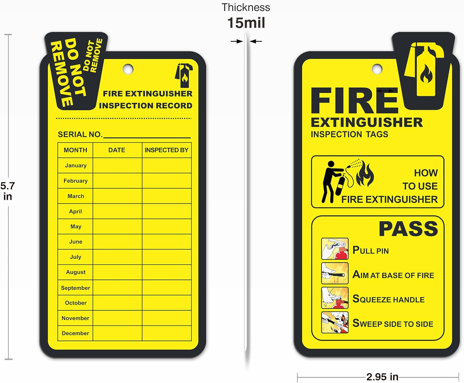 Fire Extinguisher Inspection Tags 2026-2029, 25 Pack Yearly Monthly Fire Extingu