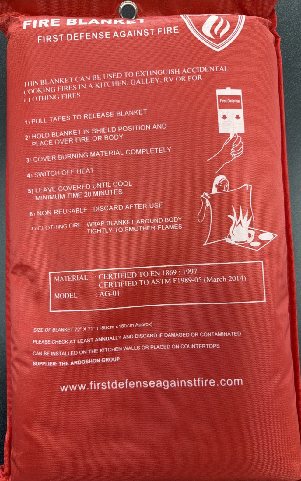 Fire blanket X-large flame-resistant fabric 72 x 72″ Unfolded Woven Fibreglass