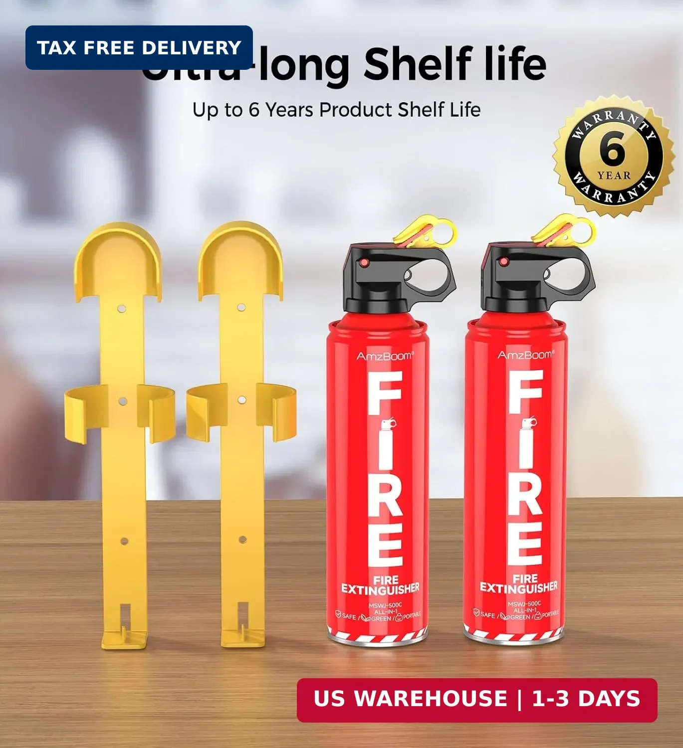 AmzBoom 2-Pack Fire Extinguisher Kit,Compact ABCK Spray for Home, Kitchen, Car,