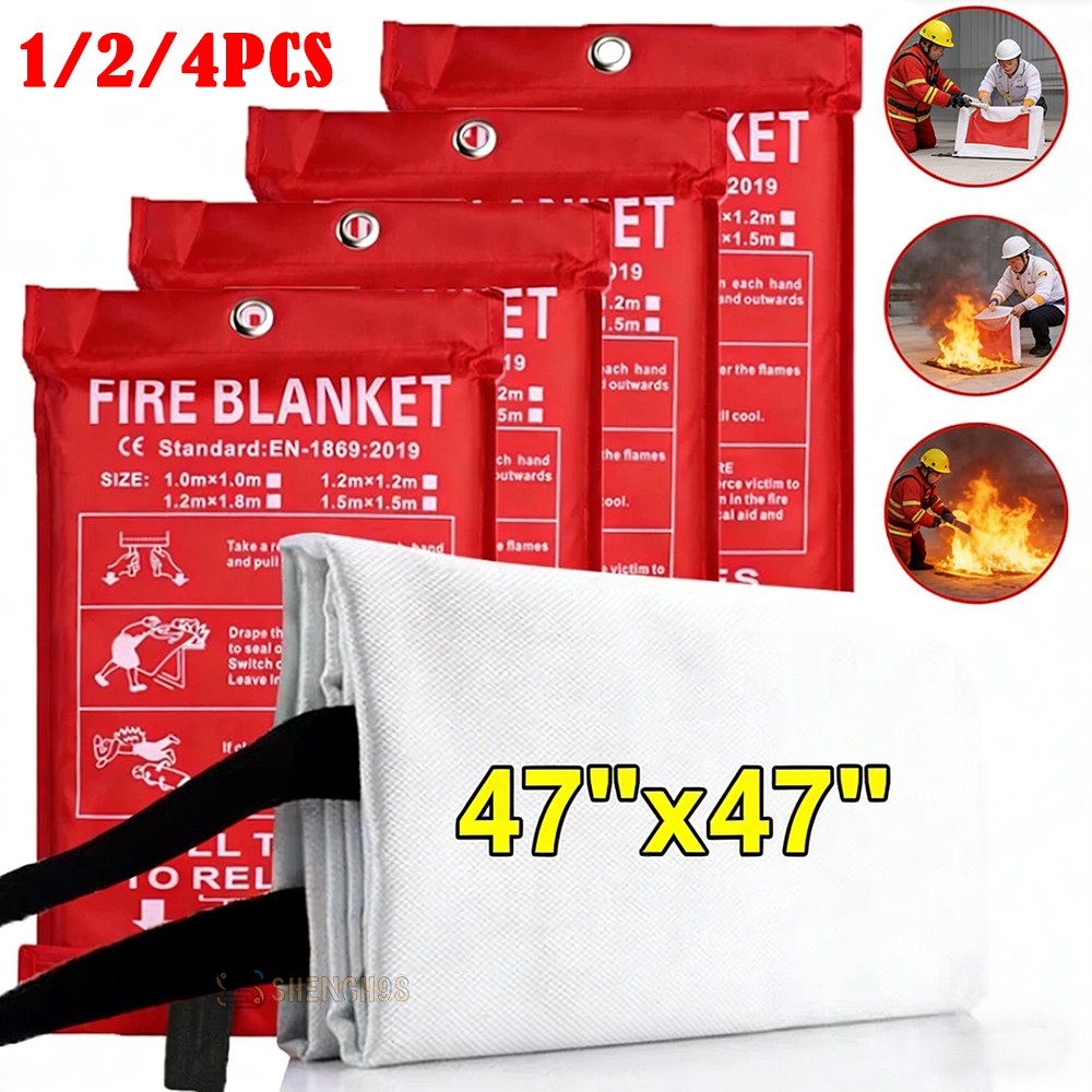 Emergency Fire Blanket W/Grommets, For Home & Kitchen, Fire pits, BBQ, Fireplace