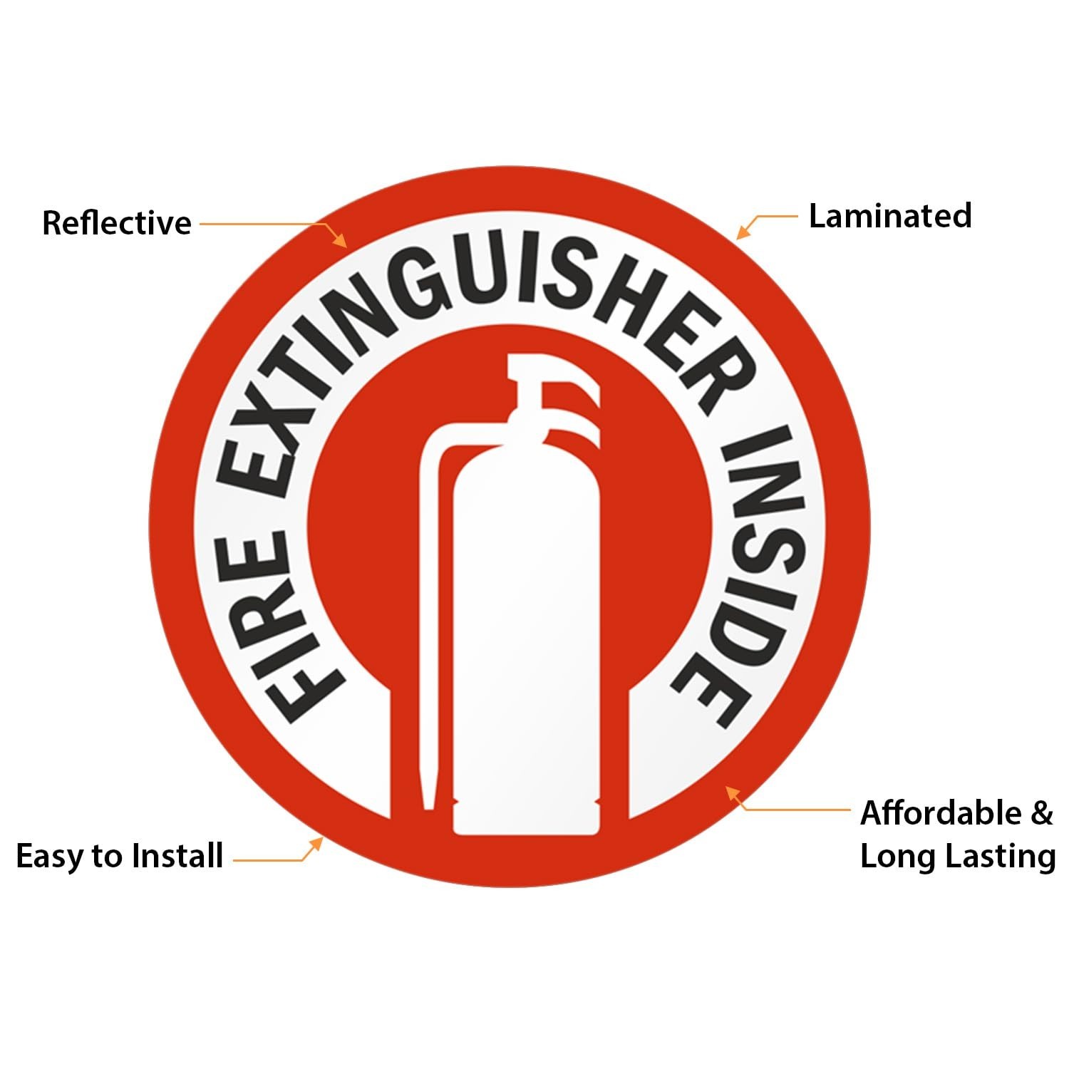 6 Engineer Grade Fire Extinguisher Stickers | Reflective 2.75″ Labels