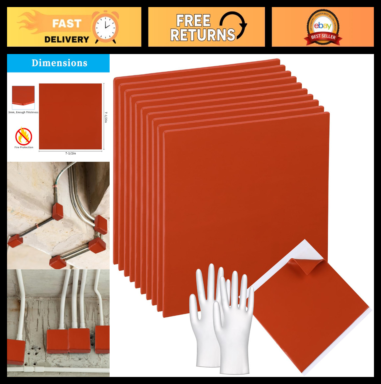 Fire Putty Electrical Pads – Moldable Fire Barrier for Sockets & Wall Openings (