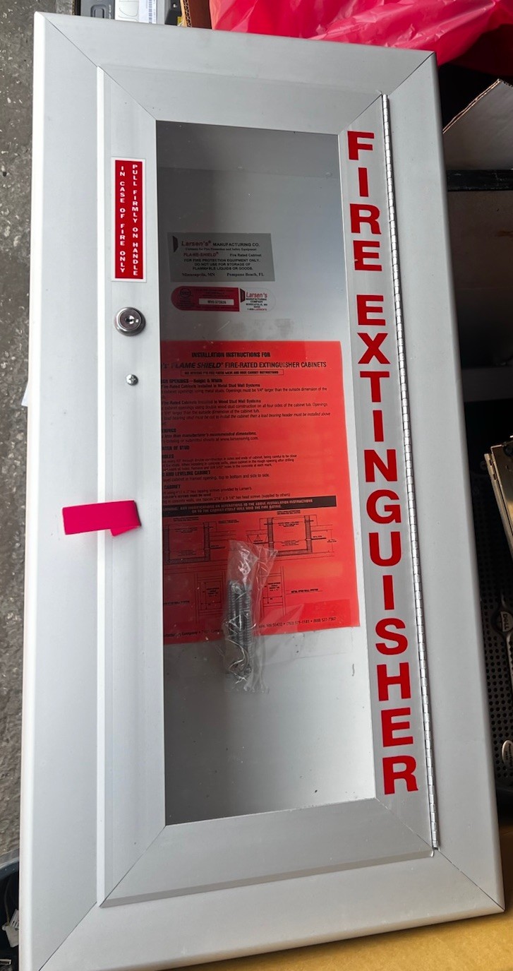 Larsen’s Flame-Shield Fire Rated Extinguisher Cabinet semi recessed WHI-572826