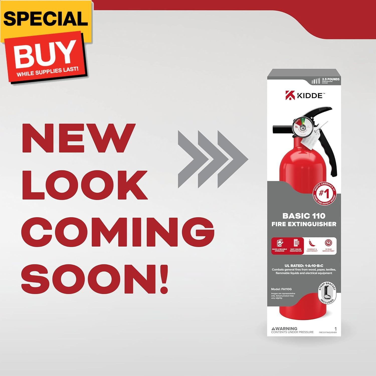 , FA110G, Multi Purpose Fire Extinguisher for Home, Office, Dorm, Residential, 1