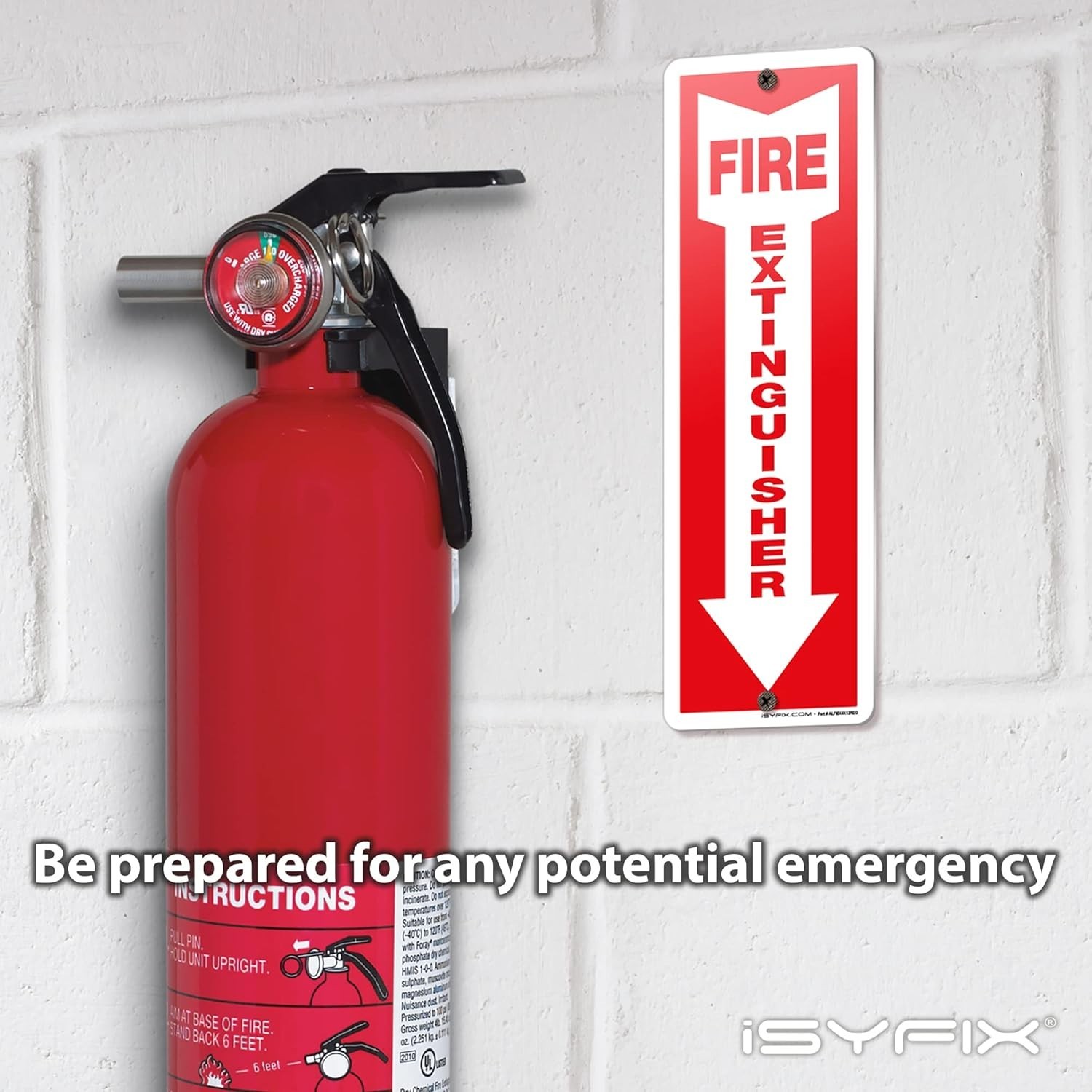 iSYFIX Fire Extinguisher Aluminum Signs – 5 Pack 4×12 Inch – Laminated for Ultim