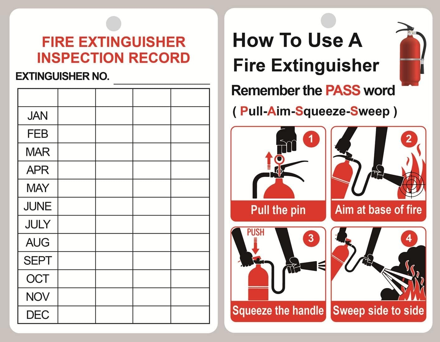 Fire Extinguisher Inspection Tags,3.2×5 inch 10pcs Monthly Fire Extinguisher …