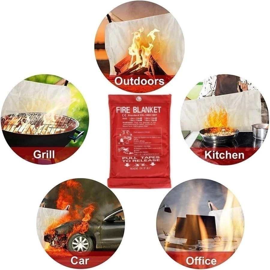 6 PACK FIRE BLANKET Fiberglass 39”x39” Emergency Home Retardant Prepared