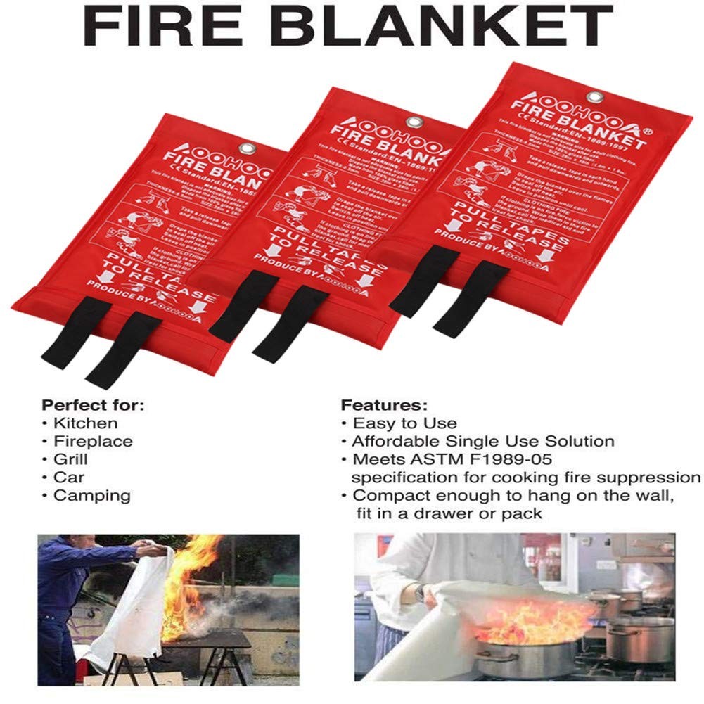 Fire Blanket 39×39 in Fiberglass Flame Retardant – Emergency Safety