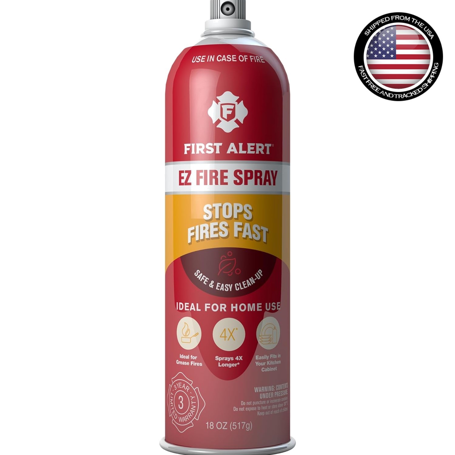 EZ Fire Spray 18oz – Portable Metal Fire Extinguisher for Kitchen, RV, and More