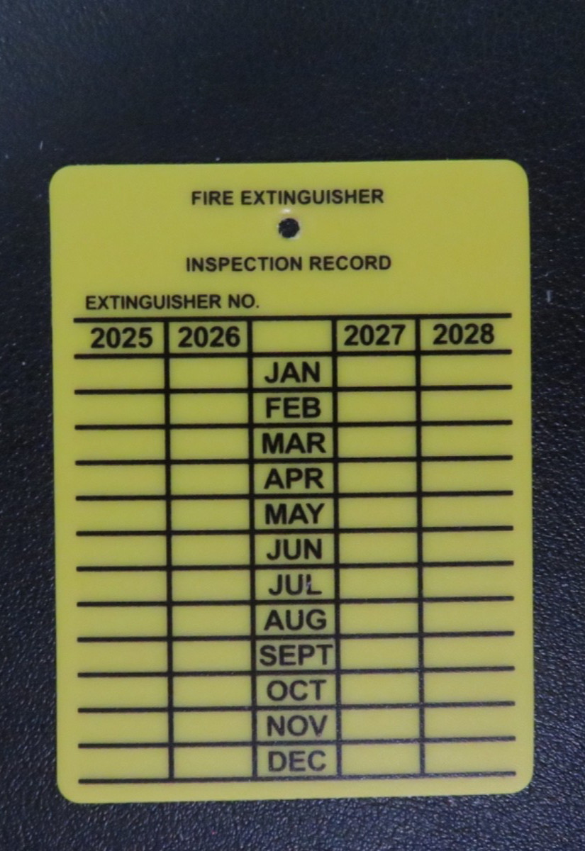✅🔥🧯25-PLASTIC FIRE EXTINGUISHER 4-YEAR INSPECTION TAGS 2025-2026-2027-2028🚒