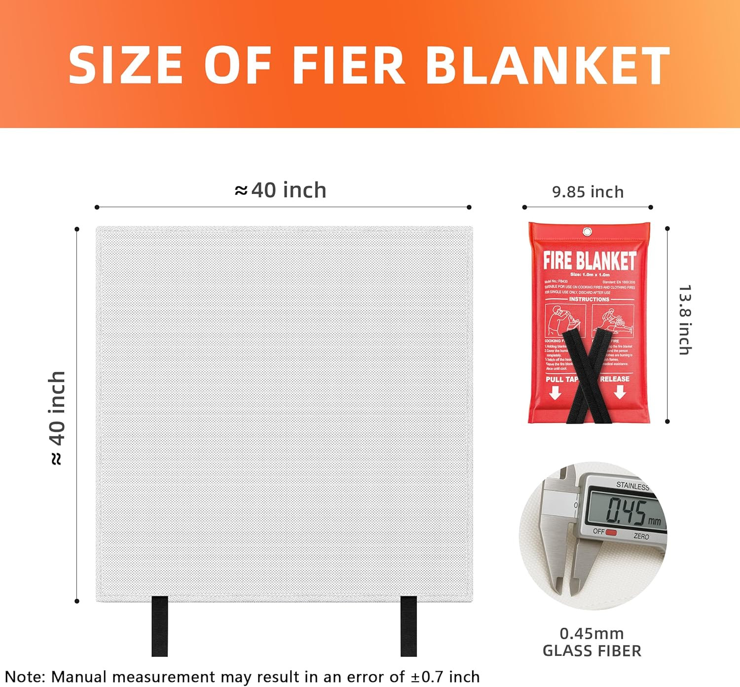 Emergency Fire Blanket 4 Pack – 40″ x 40″ Safe for Home, Kitchen & RV