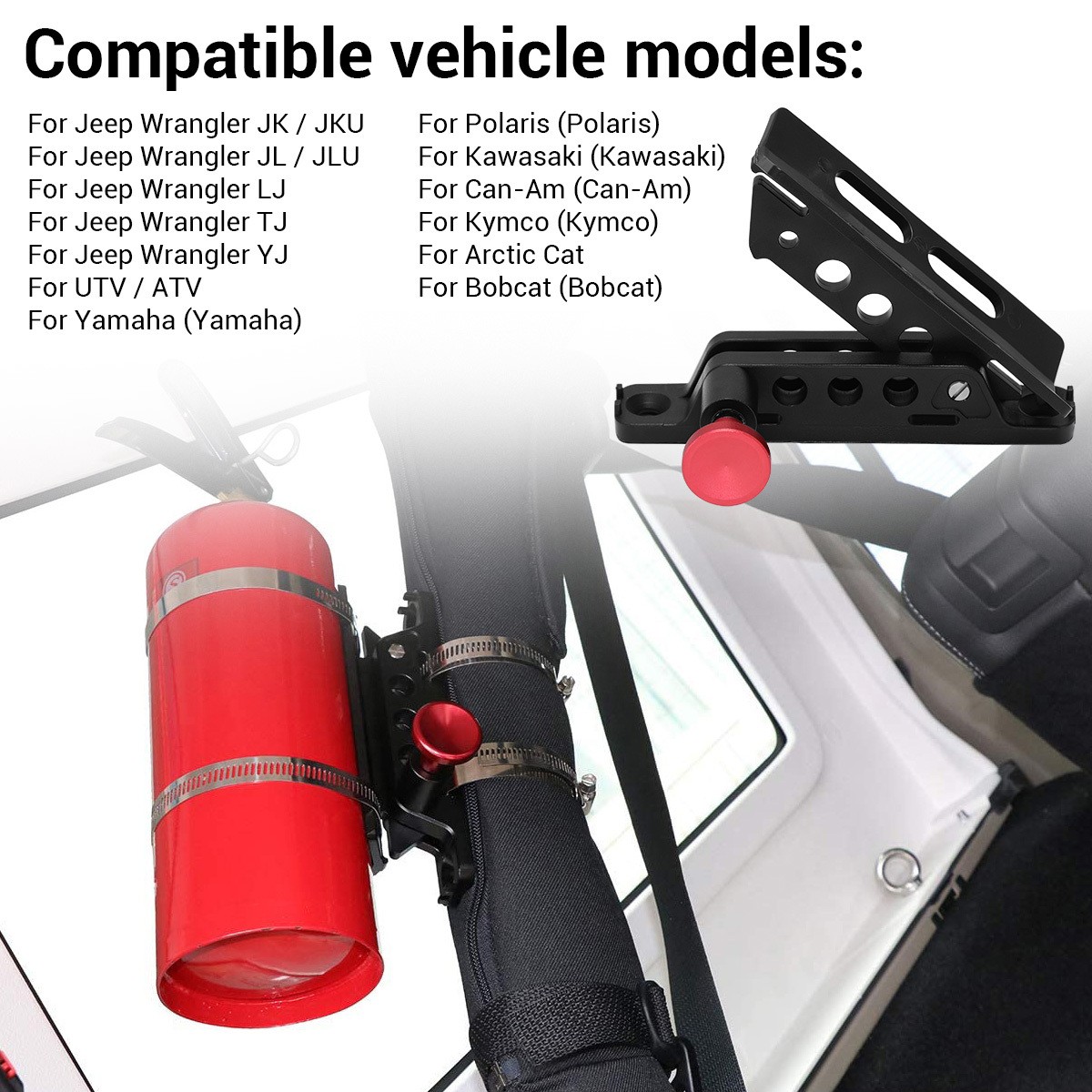 Car Fire Extinguisher Holder Mount Bracket Adjustable For Jeep Wrangler Kawasaki