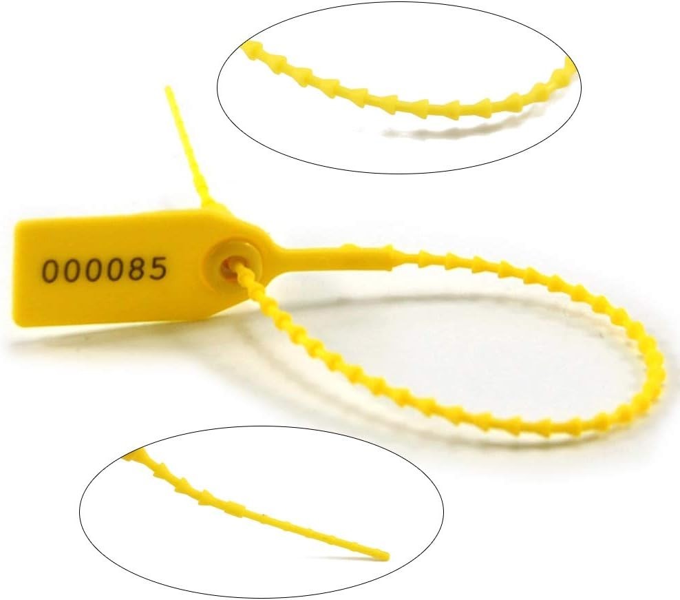 Yellow Plastic Tamper Seals 1000 Pcs – Numbered Security Zip Ties for Fire Ex…