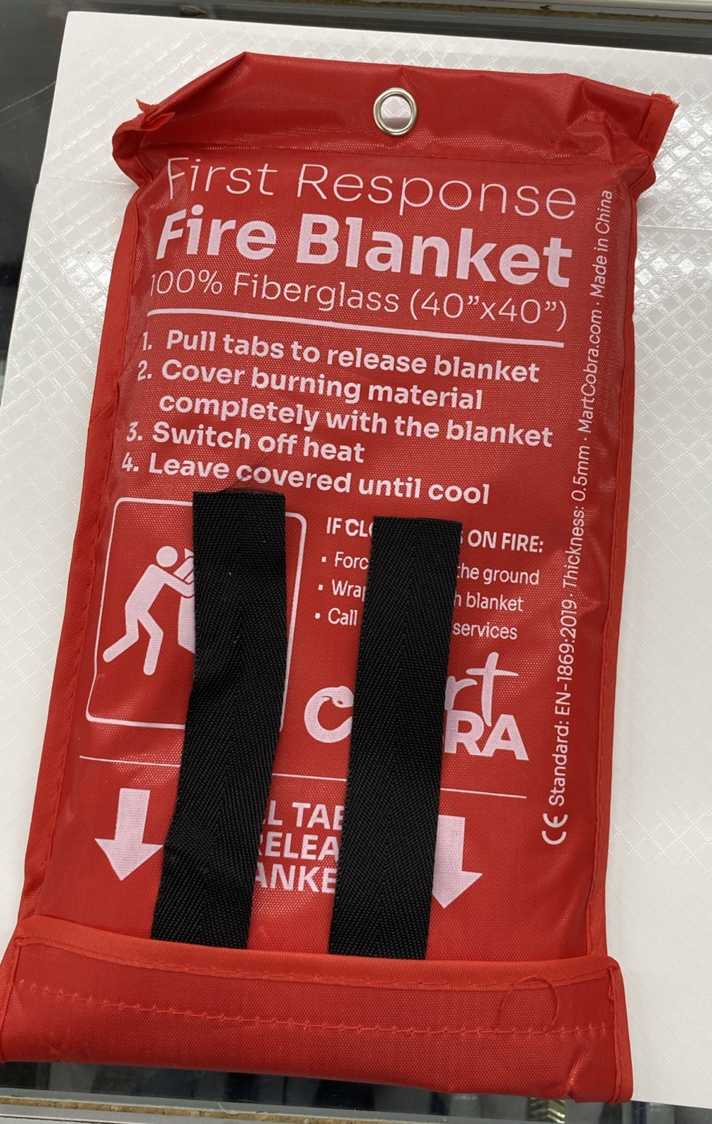 FIRE BLANKET Fiberglass Hero Emergency Home Retardant Prepared 40”x40”, LARGE