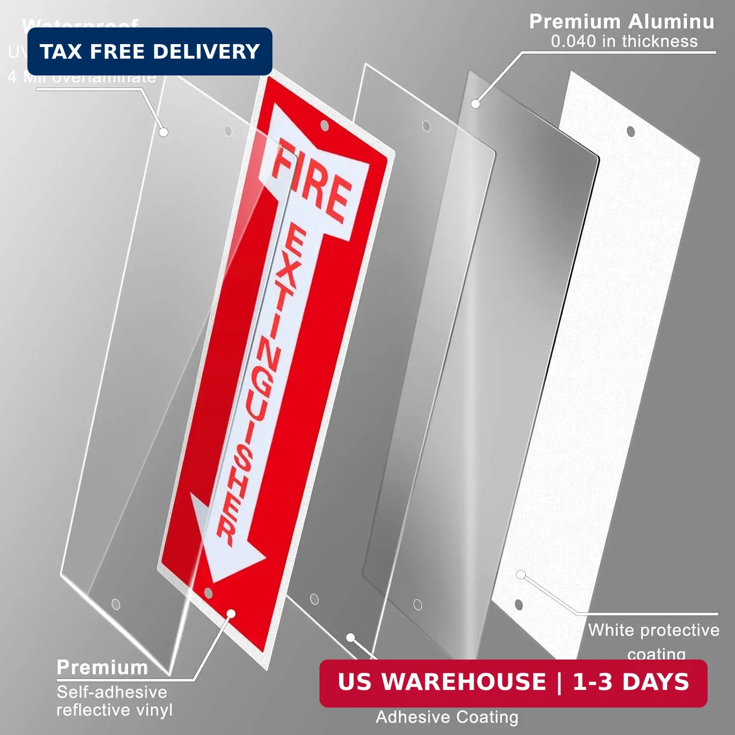 Tondiamo 4 Pack Fire Extinguisher Sign 4 x 12 Inch Fire Rust Aluminum Signs Lami