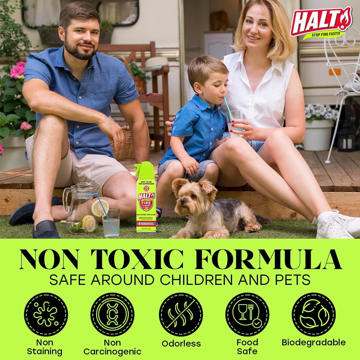 10oz Non-Toxic Fire Safety Spray – PFAS-Free Handheld Suppressor for Home, BBQ,