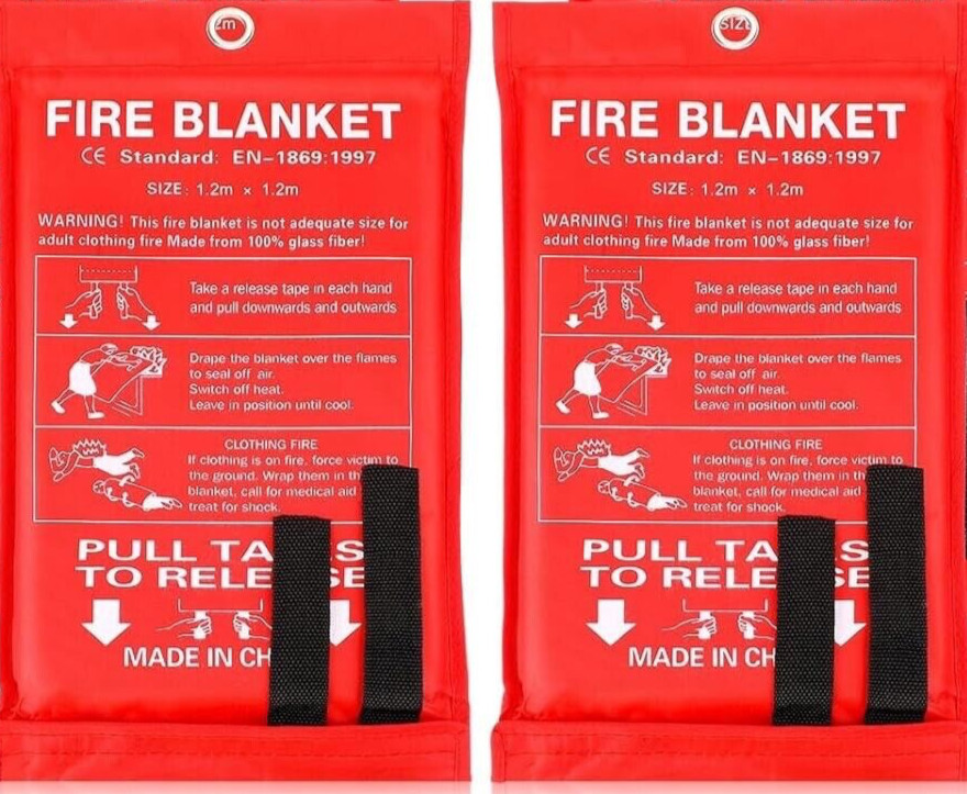 🔥2 Pack Fire Blanket for Home Emergency Fire Supression XL SIZE 47″ x 47″🔥
