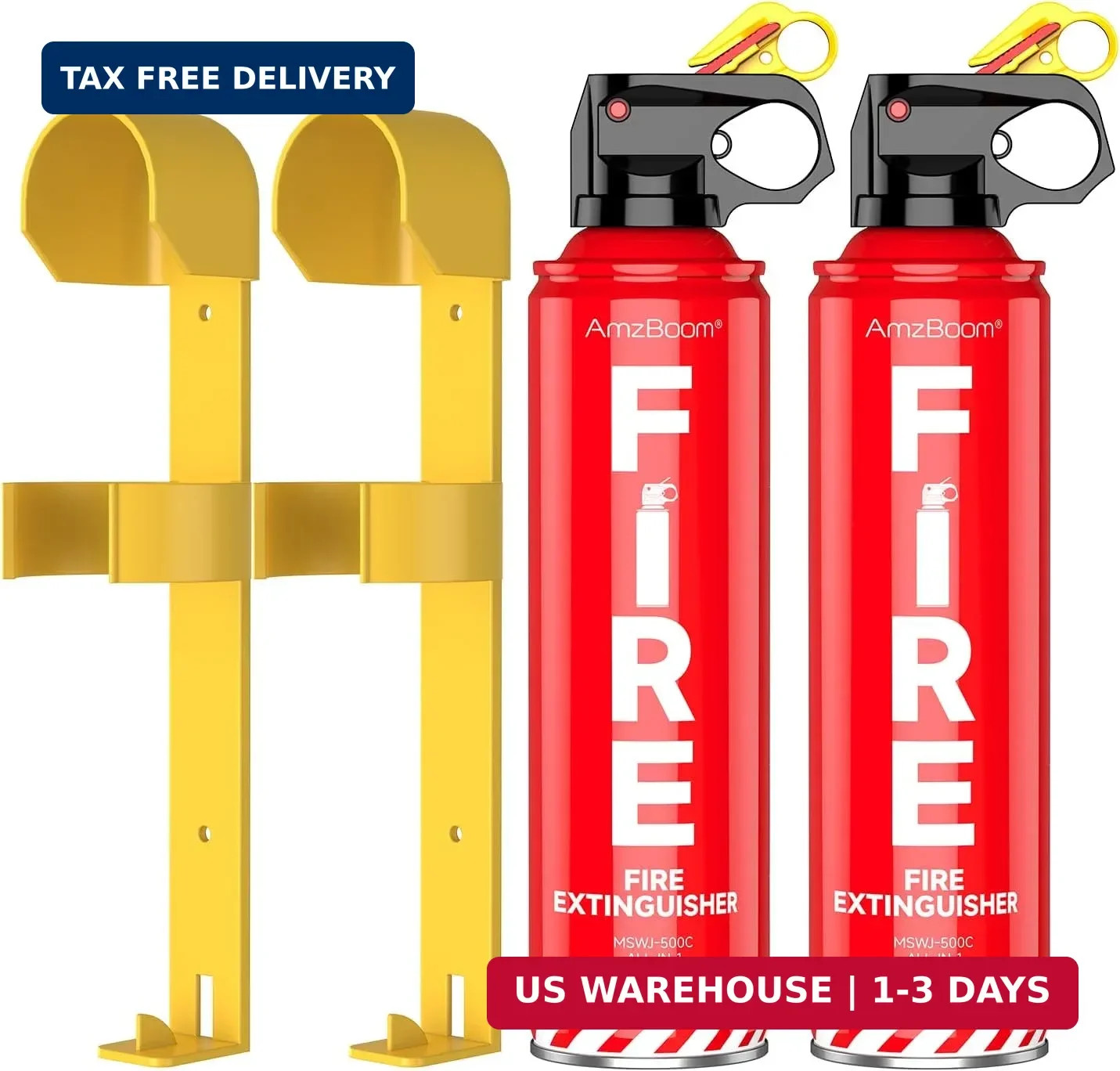 AmzBoom 2-Pack Fire Extinguisher Kit,Compact ABCK Spray for Home, Kitchen, Car,