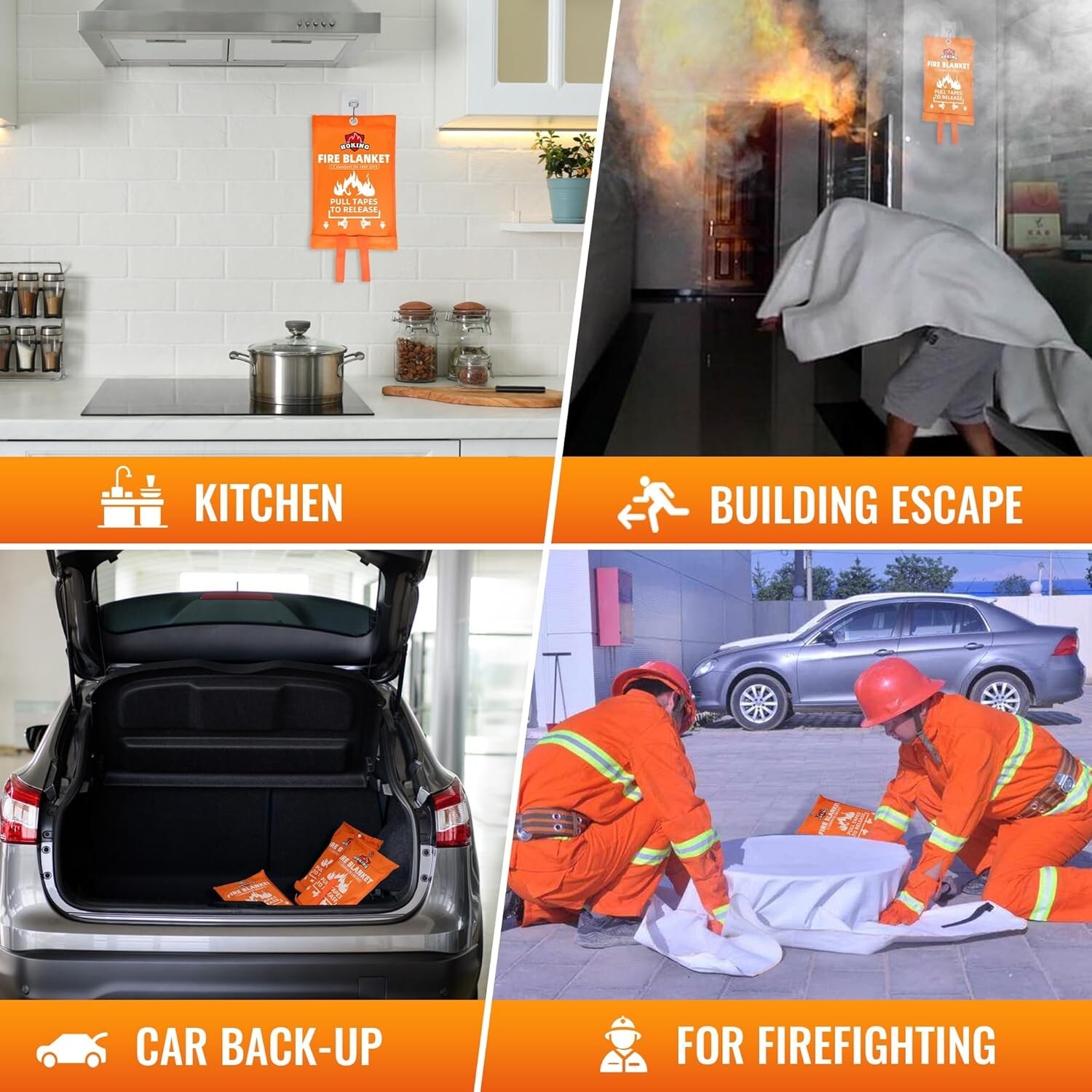 3 Fire Blanket 47″x47 for Home and Kitchen Emergency Fire Blankets Suppression