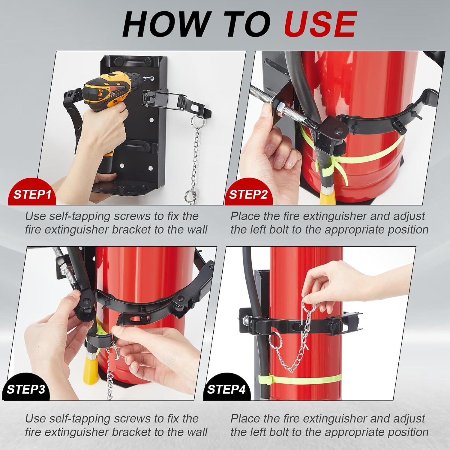 Heavy Duty Fire Extinguisher Wall Mount Bracket – 2 Pack, Black