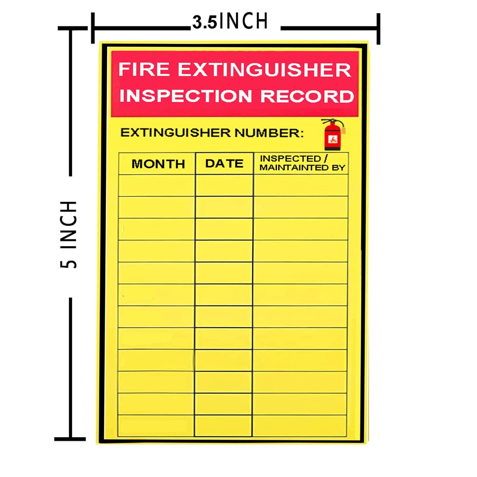 Monthly Fire Extinguisher Inspection Tags Stickers Safety Stickers 3×5 Inch