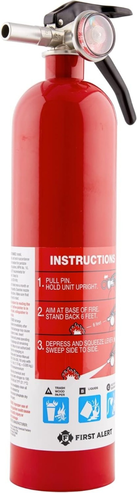 Fire Extinguisher Home Stainless Steel Rechargeable 1-A:10-B:C