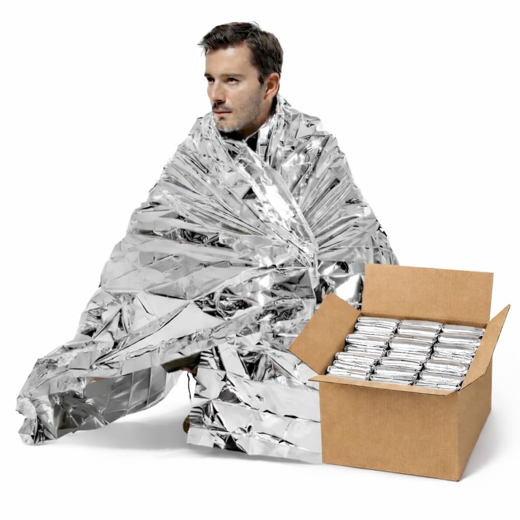 50 Pack Emergency Foil Blankets 51” x 83” – Thermal Mylar Survival Blankets I…