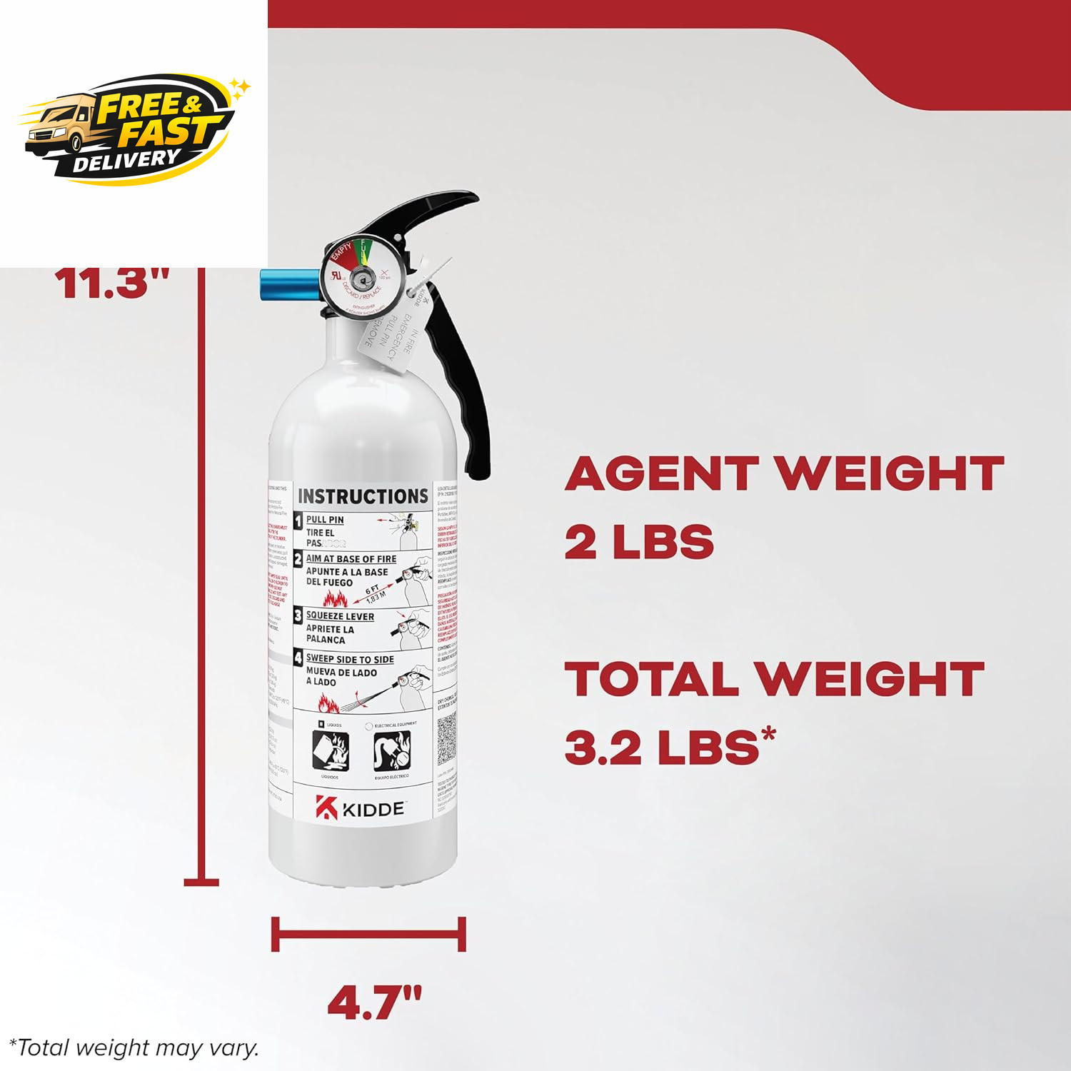 Fire Extinguisher for Vehicles, Cars, Trucks, Single-Use 5BC