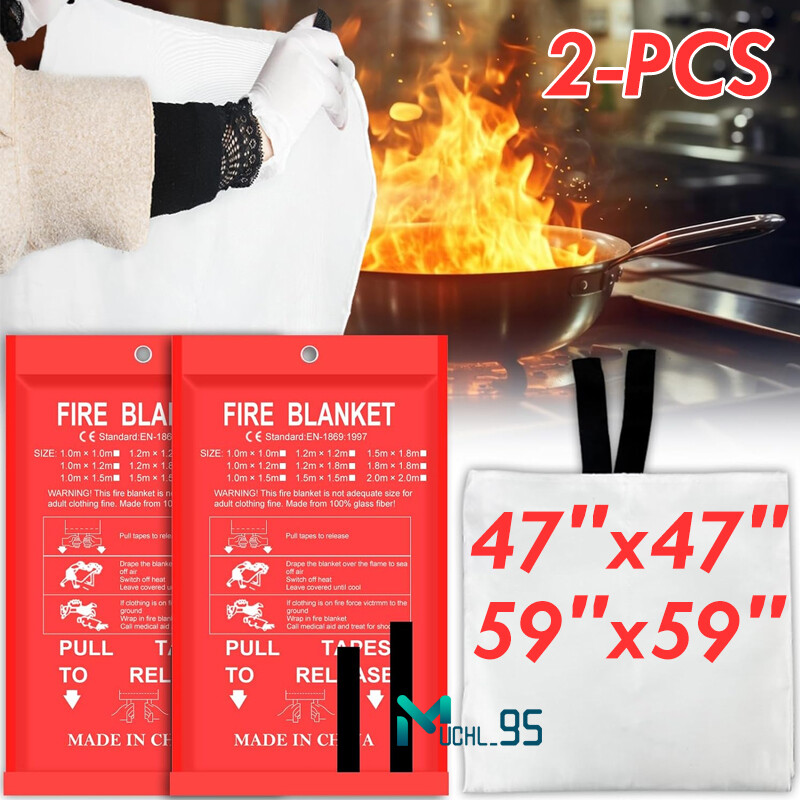 FIRE BLANKET Fiberglass Emergency Home Office Retardant Prepared 59”x59”,LARGE