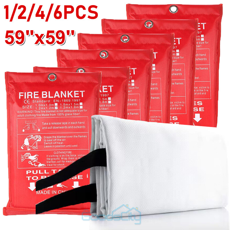 Fire Extinguishing Blanket 2-6Pack – Fiberglass Emergency Home Retardant 59″x59″