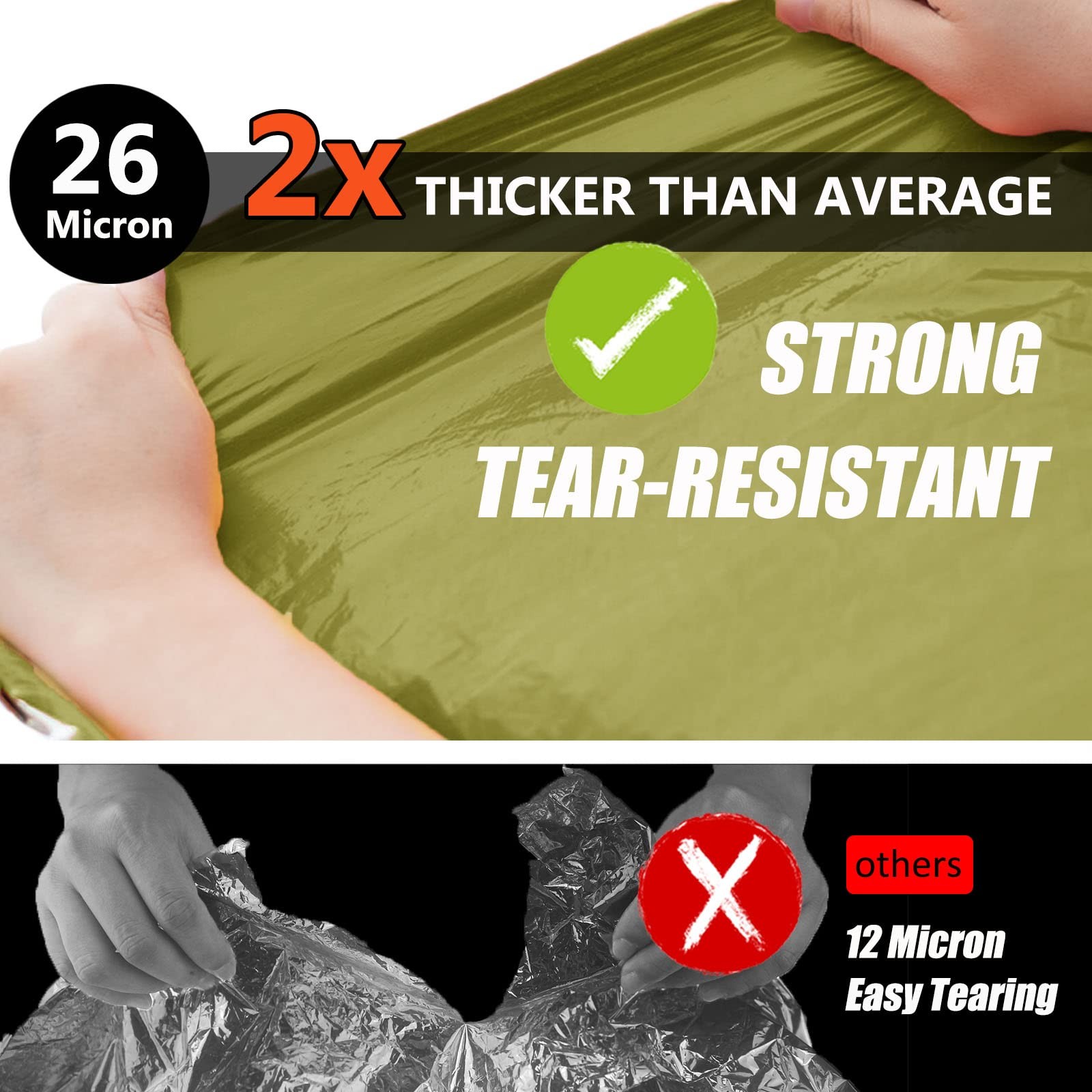 Emergency Blanket 2-Pack or 4-Pack, Extra Thick Large Survival Blankets