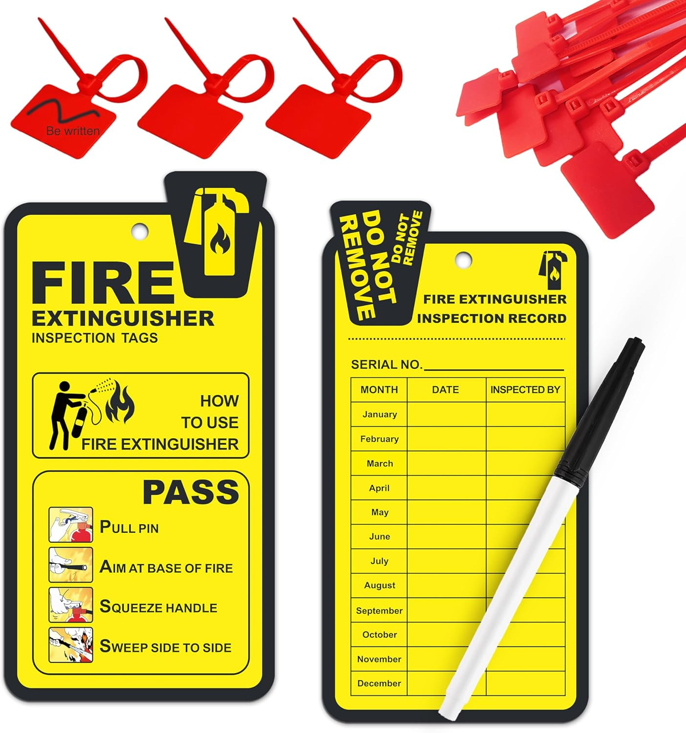 Fire Extinguisher Inspection Tags 2026-2029, 25 Pack Yearly Monthly Fire Extingu
