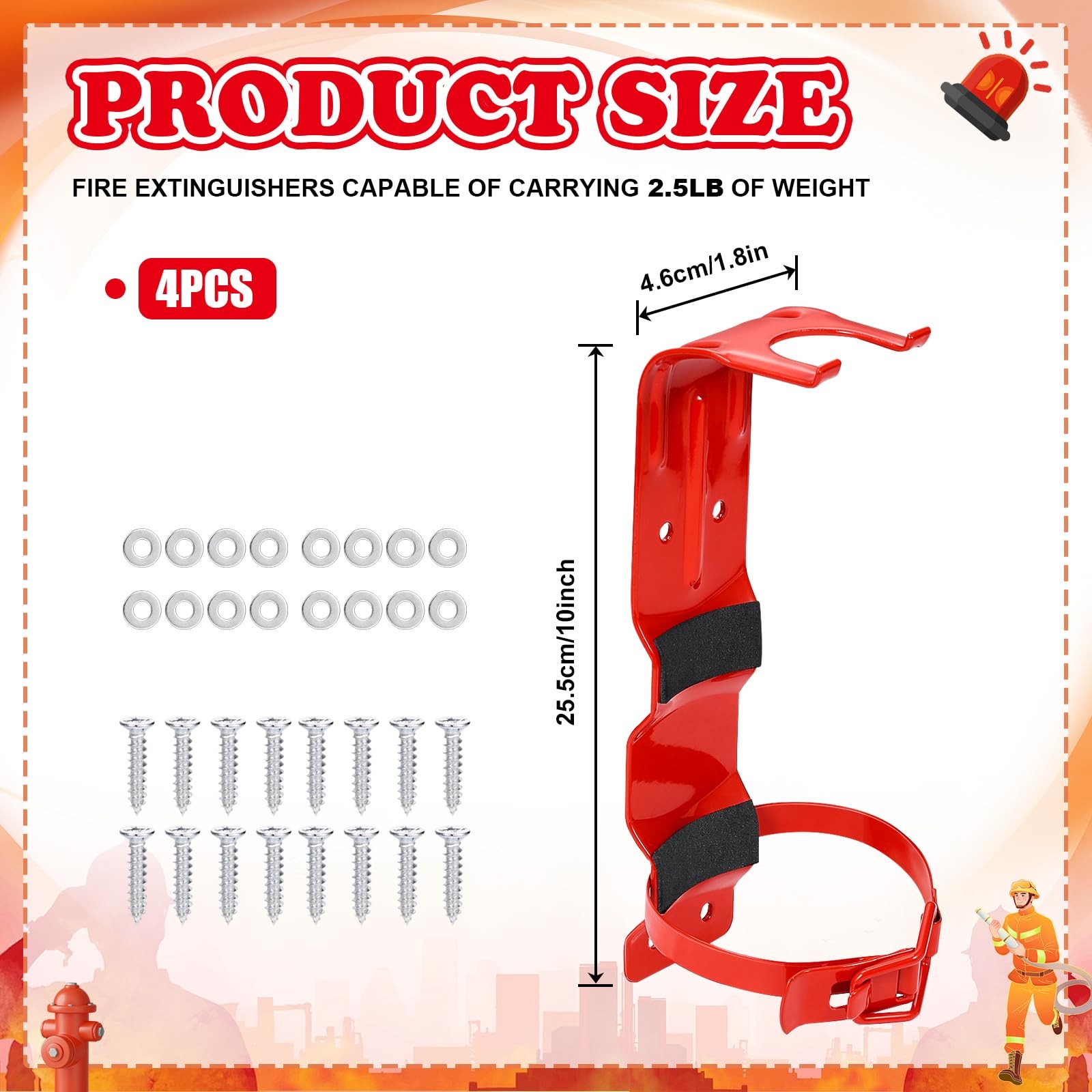 4 PCS Fire Extinguisher Mount 2.5LB Bracket Home Car Truck RV Holder Red