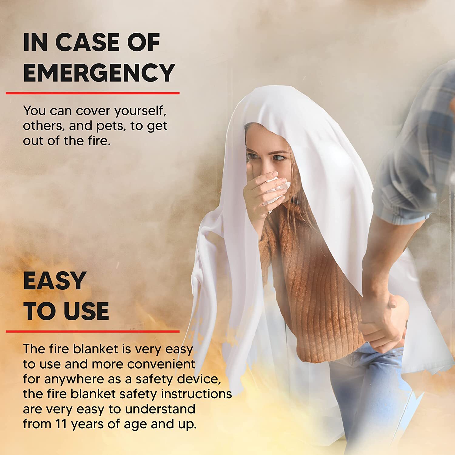Fire Extinguisher Blanket – Heavy Duty Portable Fiberglass Emergency Blanket