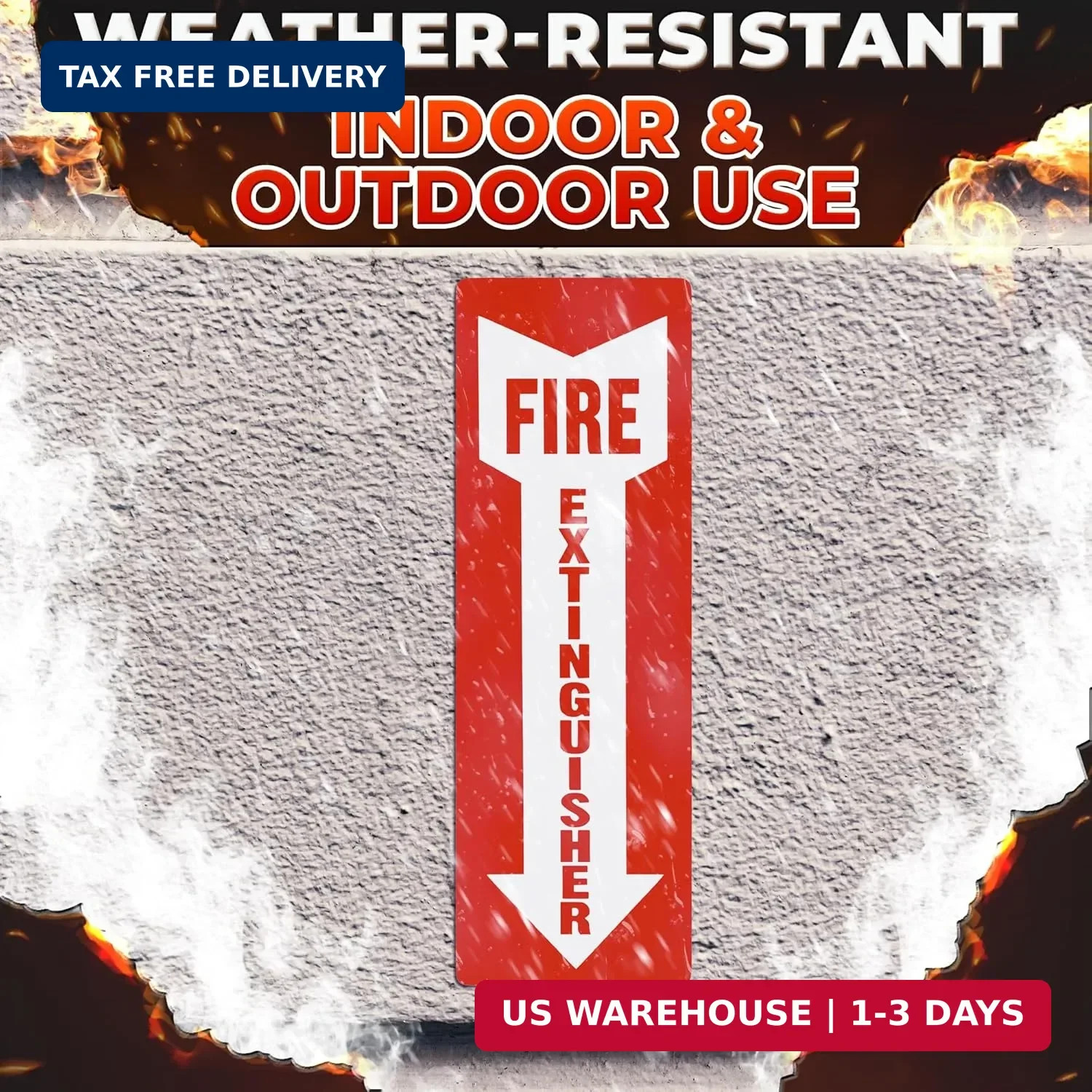 12 Pack High Visibility Fire Extinguisher Signs – 4×11.8″ Fire Extinguisher Stic