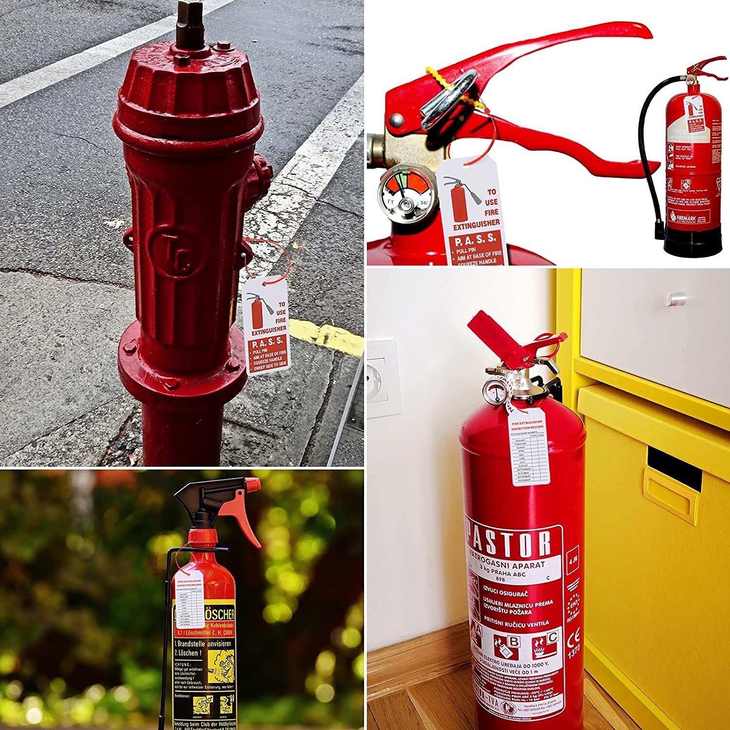 🔥🧯10-4″x 2″ Fire Extinguisher Inspection Tags H.D.-Double Sided W/ZIP-TIES
