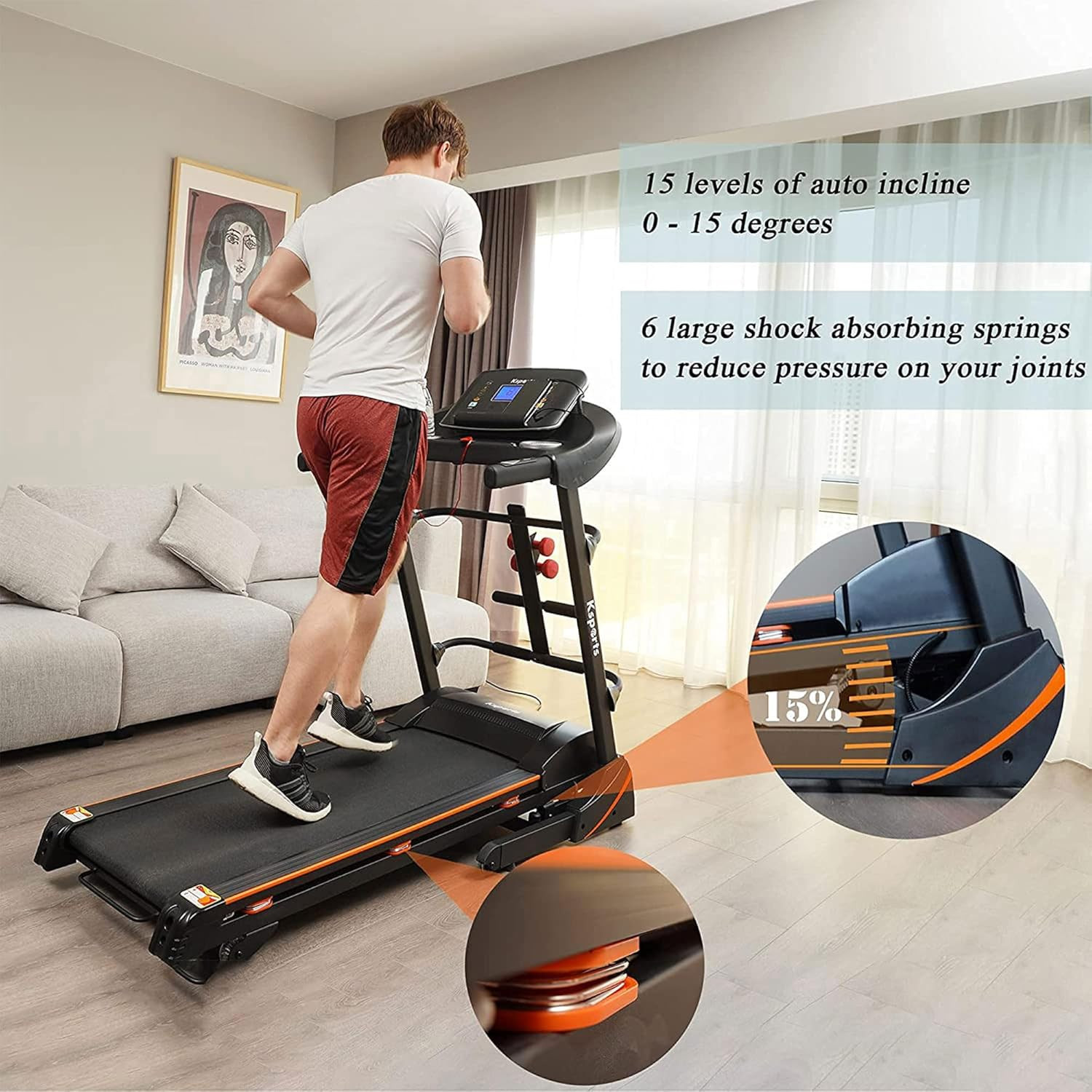 Treadmill Bundle | Electric Folding Incline Treadmill with Auto/Manual Incline,