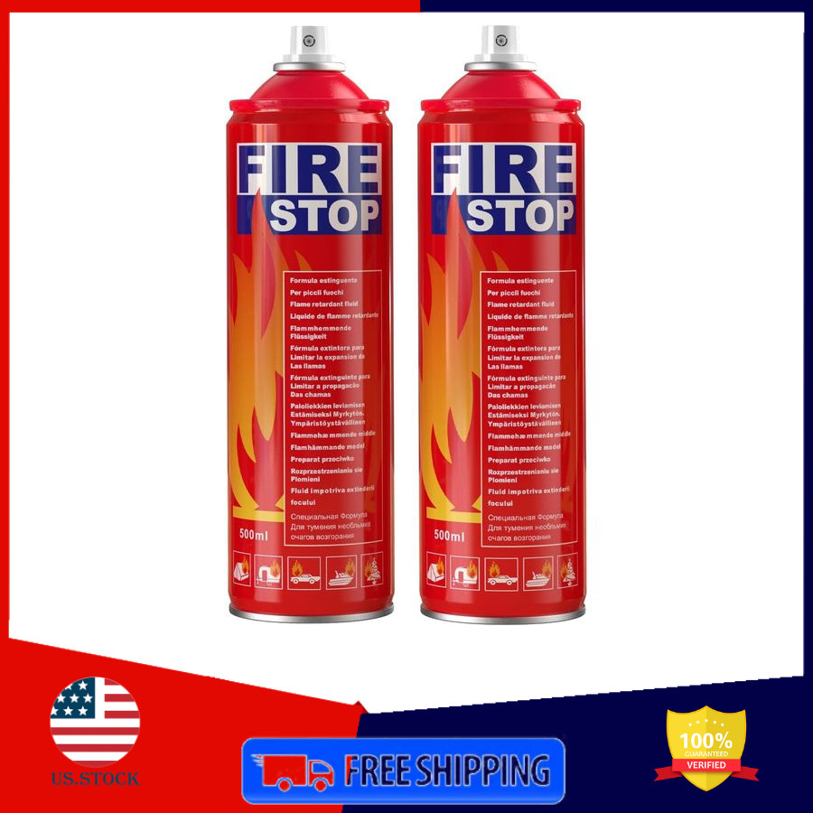 Fire Extinguisher 2Pk with Mounting Bracket, ABCK Aerosol Spray,Prevents Reignit