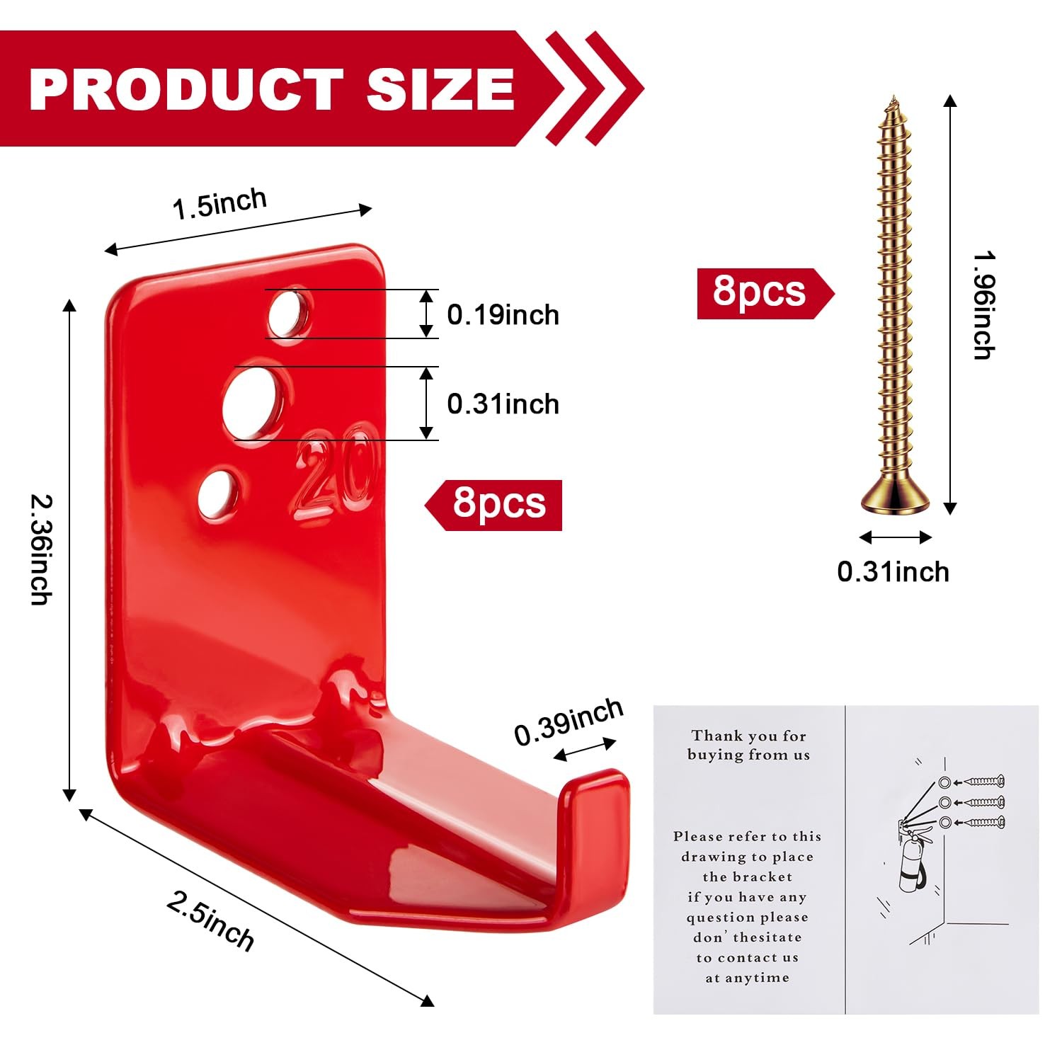 8 PCS Universal Fire Extinguisher Mount Bracket Wall Hook Fits 540 Lb