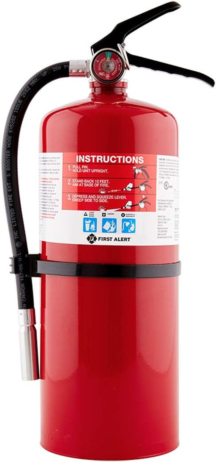 PRO10 Rechargeable Commercial Fire Extinguisher, UL Rated 4-A:60-B:C, Red, 1-Pac