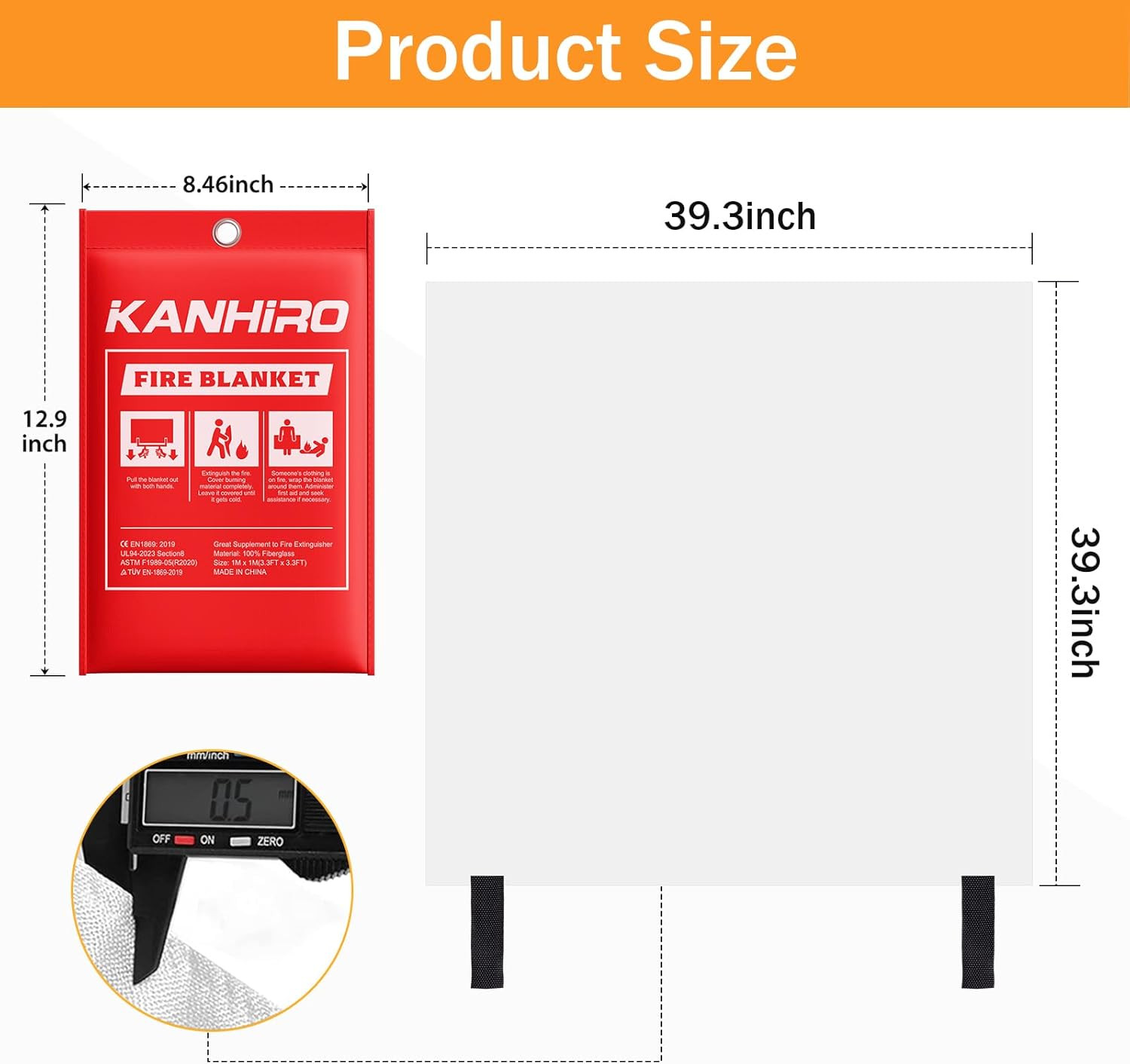 Emergency Fire Blanket for Home Kitchen – Fiberglass Fire Suppression Blanket G