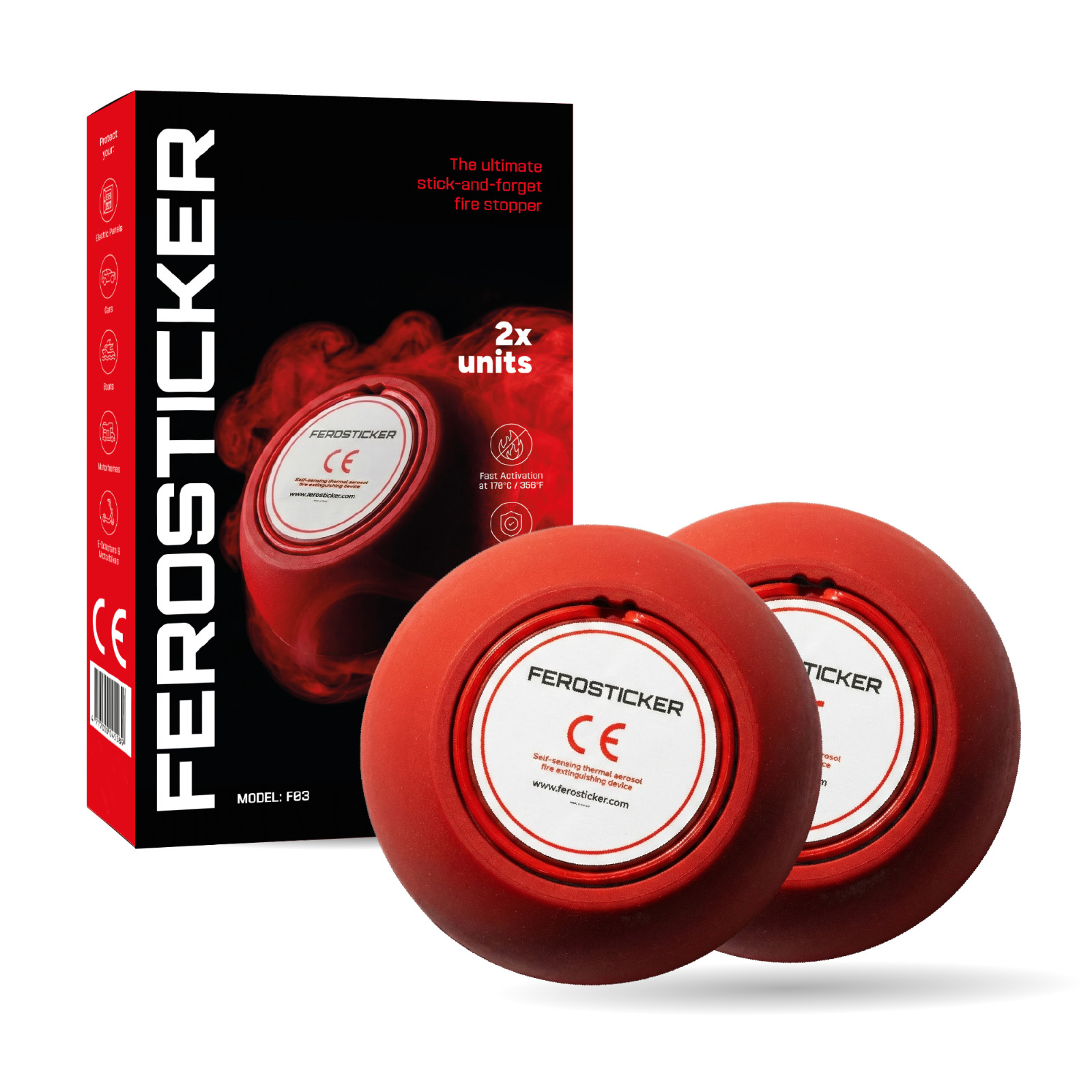 FEROSTICKER Small Automatic Fire Extinguisher for Electric Boxes (Pack of 2)