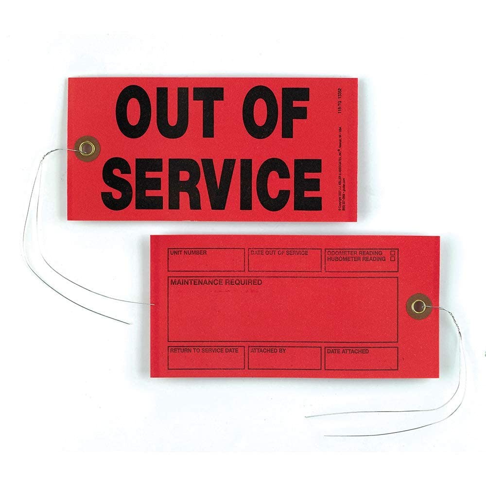 Out of Service Tags 50-pk. – 6.25″ x 3.125″, Red, Synthetic, 12″ Tag Wires At…