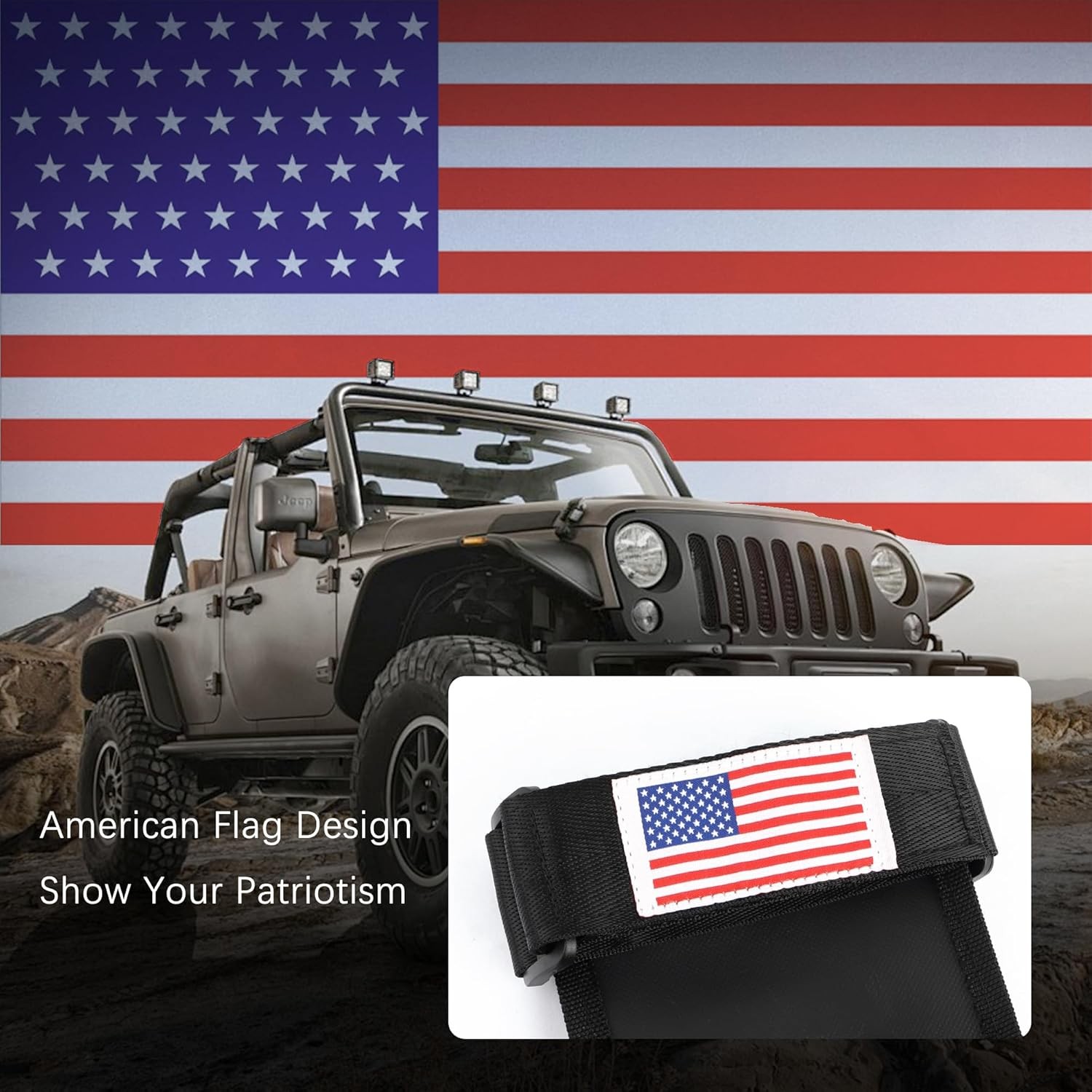 Car Roll Bar Fire Extinguisher Mount with American Flag Holder Fire