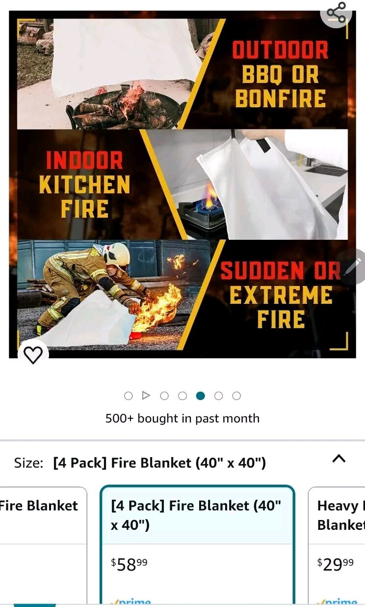 Mart COBRA. 4 PACK FIRST RESPONSE FIRE BLANKET. 100% Fiberglass (40”x40”)