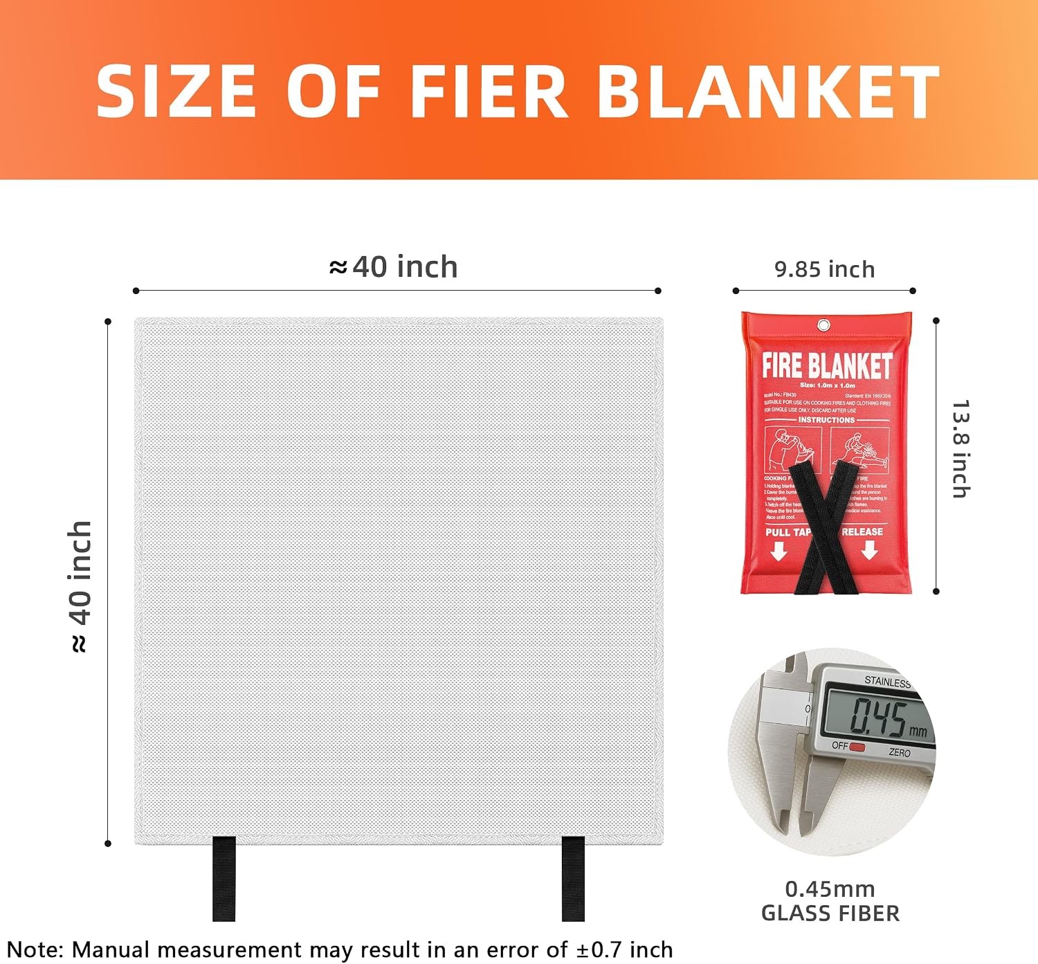 Fire Blanket 4 Pack – 40″ x 40″ Prepared Emergency Fire Blanket | For Home and