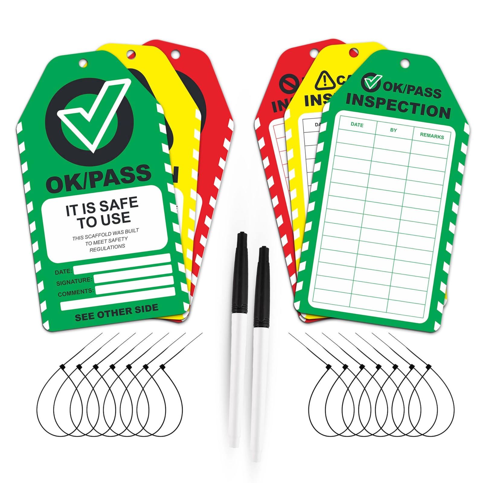 50 Pack Scaffold Inspection Tags, Never Tear, Waterproof, OSHA Compliant Cards