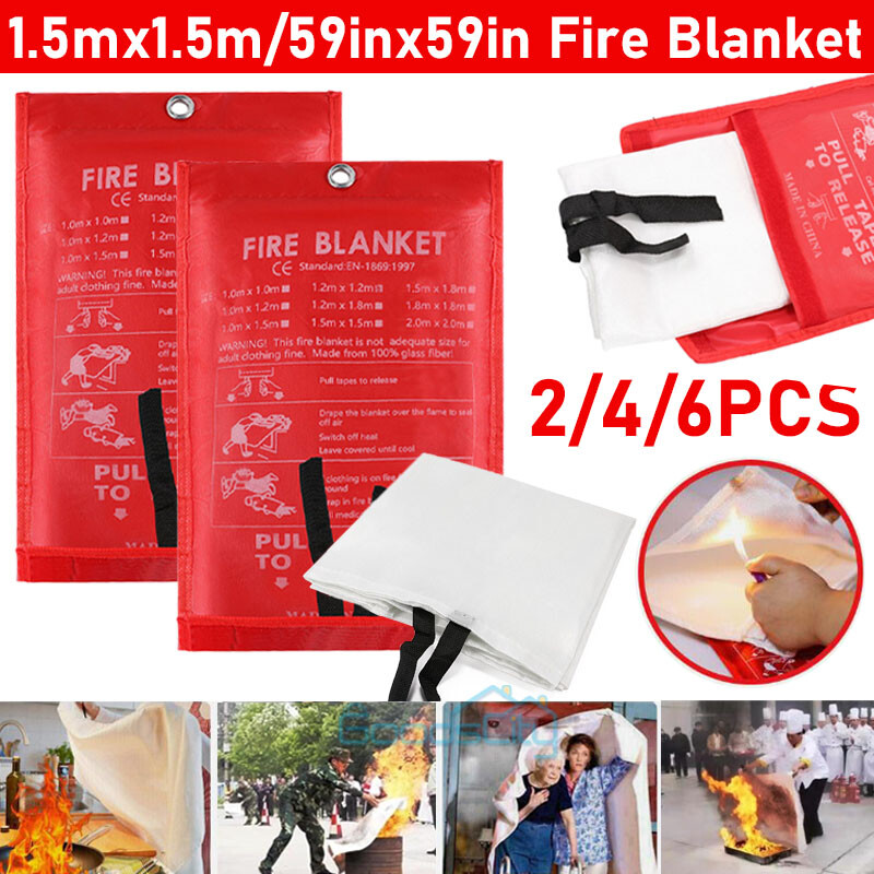 Prepared Emergency Fire Blanket Fiberglass, 2-6Pack 59″x59″ Flame Suppression