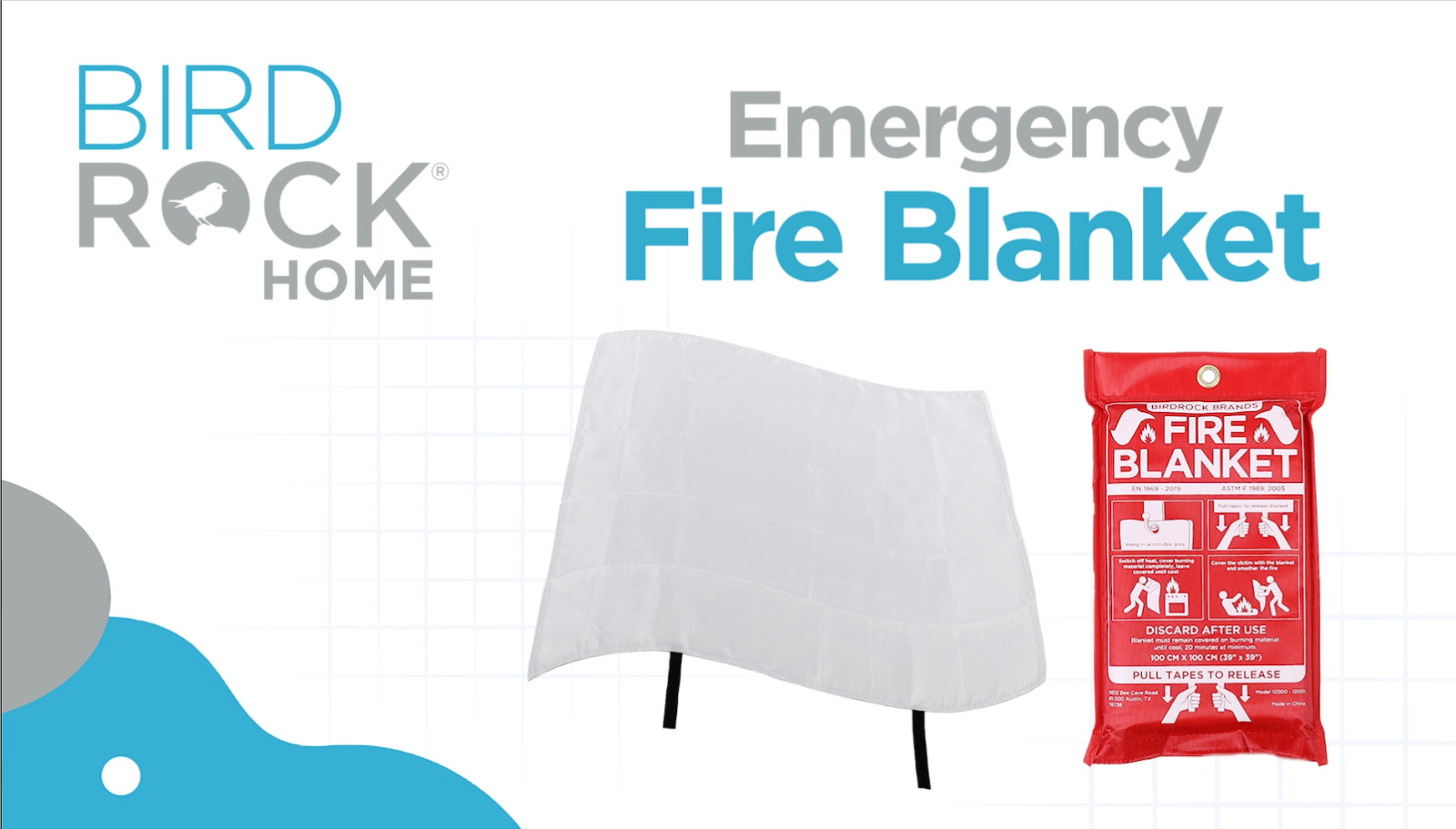 Fire Blanket for Home & Kitchen | Emergency Fire Suppression | CE Approved | 2 P